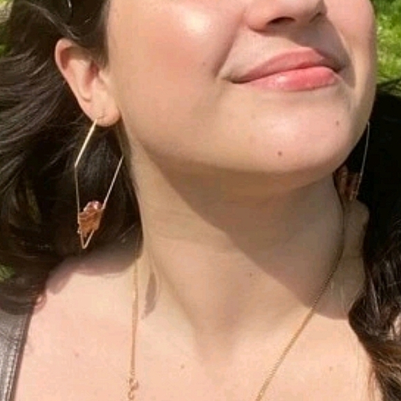 💖 2/$30 Womens boho Crystal gold hoop wire cute lightweight dainty earrings - Picture 6 of 14